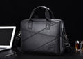 Men's Briefcase Bag Genuine Leather 14 inch Shoulder Laptop Crossbody Bag Black