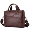 Mens Briefcase Bag Genuine Leather 14 inch Shoulder Laptop Crossbody Bag Brown