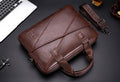 Mens Briefcase Bag Genuine Leather 14 inch Shoulder Laptop Crossbody Bag Brown