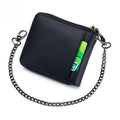 Mens Cowhide Genuine Leather Chain Wallet RFID Blocking Security Purse Black