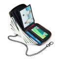Mens Cowhide Genuine Leather Chain Wallet RFID Blocking Security Purse Black