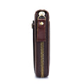 Mens Cowhide Genuine Leather Chain Wallet RFID Blocking Security Purse Coffee