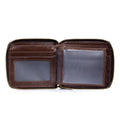 Mens Cowhide Genuine Leather Chain Wallet RFID Blocking Security Purse Coffee