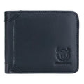 Mens Cowhide Leather Trifold RFID Wallet Slim with 2 ID Windows Black