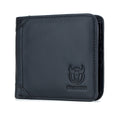 Mens Cowhide Leather Trifold RFID Wallet Slim with 2 ID Windows Black