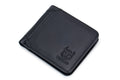 Mens Cowhide Leather Trifold RFID Wallet Slim with 2 ID Windows Black