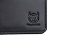 Mens Cowhide Leather Trifold RFID Wallet Slim with 2 ID Windows Black