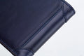 Mens Cowhide Leather Trifold RFID Wallet Slim with 2 ID Windows Blue