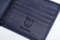 Mens Cowhide Leather Trifold RFID Wallet Slim with 2 ID Windows Blue