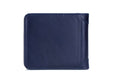 Mens Cowhide Leather Trifold RFID Wallet Slim with 2 ID Windows Blue