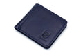 Mens Cowhide Leather Trifold RFID Wallet Slim with 2 ID Windows Blue
