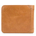 Mens Cowhide Leather Trifold RFID Wallet Slim with 2 ID Windows Brown