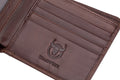 Mens Cowhide Leather Trifold RFID Wallet Slim with 2 ID Windows Coffee