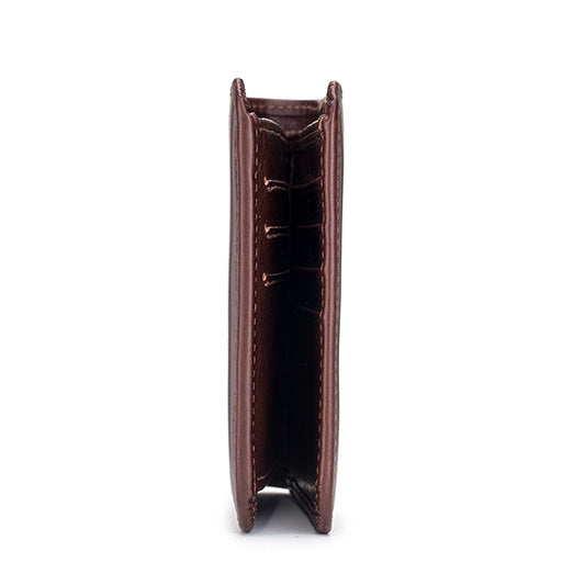 Mens Cowhide Leather Trifold RFID Wallet Slim with 2 ID Windows Coffee