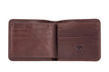 Mens Cowhide Leather Trifold RFID Wallet Slim with 2 ID Windows Coffee