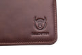 Mens Cowhide Leather Trifold RFID Wallet Slim with 2 ID Windows Coffee