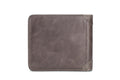 Mens Cowhide Leather Trifold RFID Wallet Slim with 2 ID Windows Grey