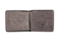 Mens Cowhide Leather Trifold RFID Wallet Slim with 2 ID Windows Grey
