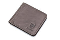 Mens Cowhide Leather Trifold RFID Wallet Slim with 2 ID Windows Grey