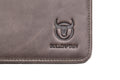 Mens Cowhide Leather Trifold RFID Wallet Slim with 2 ID Windows Grey