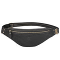 Mens Crazy Horse Leather Fanny Pack Belt Phone Waist Bag Black