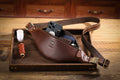 Mens Crazy Horse Leather Fanny Pack Belt Phone Waist Bag Brown