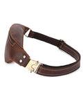 Mens Crazy Horse Leather Fanny Pack Belt Phone Waist Bag Brown