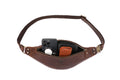 Mens Crazy Horse Leather Fanny Pack Belt Phone Waist Bag Brown