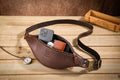 Mens Crazy Horse Leather Fanny Pack Belt Phone Waist Bag Brown