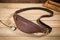Mens Crazy Horse Leather Fanny Pack Belt Phone Waist Bag Brown 