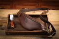 Mens Crazy Horse Leather Fanny Pack Belt Phone Waist Bag Brown