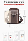 Mens Crazy Horse Leather Waist Belt Bag Phone Fanny Packs Brown
