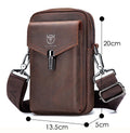 Mens Crazy Horse Leather Waist Belt Bag Phone Fanny Packs Brown