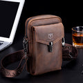 Mens Crazy Horse Leather Waist Belt Bag Phone Fanny Packs Brown