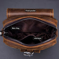 Mens Crazy Horse Leather Waist Belt Bag Phone Fanny Packs Brown