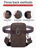 Mens Crazy Horse Leather Waist Belt Bag Phone Fanny Packs Brown