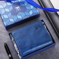 Mens Genuine Leather Bifold Wallet RFID Blocking Credit Card Holder Blue