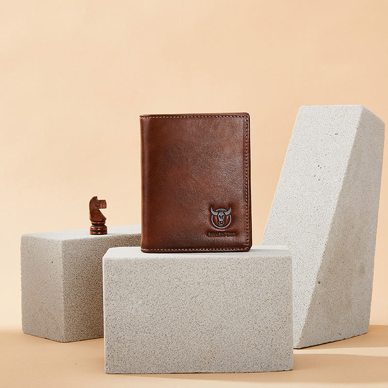 Mens Genuine Leather Bifold Wallet RFID Blocking Credit Card Holder Coffee