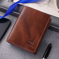 Mens Genuine Leather Bifold Wallet RFID Blocking Credit Card Holder Coffee