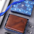 Mens Genuine Leather Bifold Wallet RFID Blocking Credit Card Holder Coffee