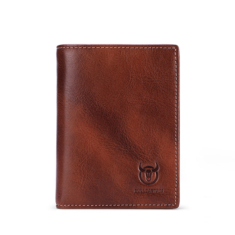 Mens Genuine Leather Bifold Wallet RFID Blocking Credit Card Holder Coffee