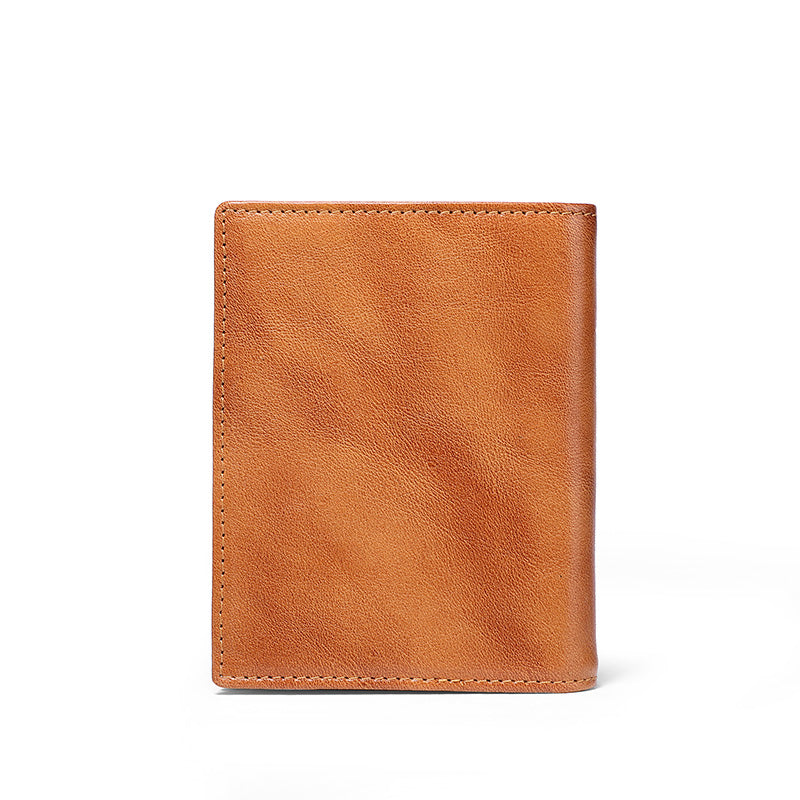 Mens Genuine Leather Bifold Wallet RFID Blocking Credit Card Holder Coffee Brown