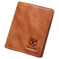 Mens Genuine Leather Bifold Wallet RFID Blocking Credit Card Holder Coffee Brown
