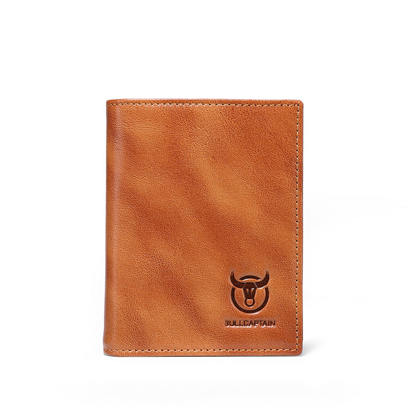 Mens Genuine Leather Bifold Wallet RFID Blocking Credit Card Holder Coffee Brown
