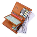 Mens Genuine Leather Bifold Wallet RFID Blocking Credit Card Holder Coffee Brown