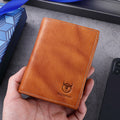 Mens Genuine Leather Bifold Wallet RFID Blocking Credit Card Holder Coffee Brown
