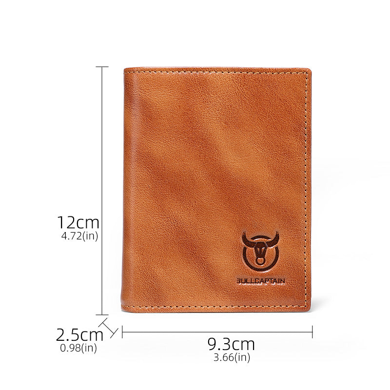 Mens Genuine Leather Bifold Wallet RFID Blocking Credit Card Holder Coffee Brown