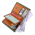 Mens Genuine Leather Bifold Wallet RFID Blocking Credit Card Holder Coffee Green