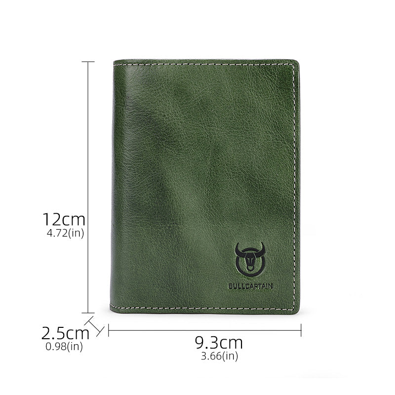 Mens Genuine Leather Bifold Wallet RFID Blocking Credit Card Holder Coffee Green