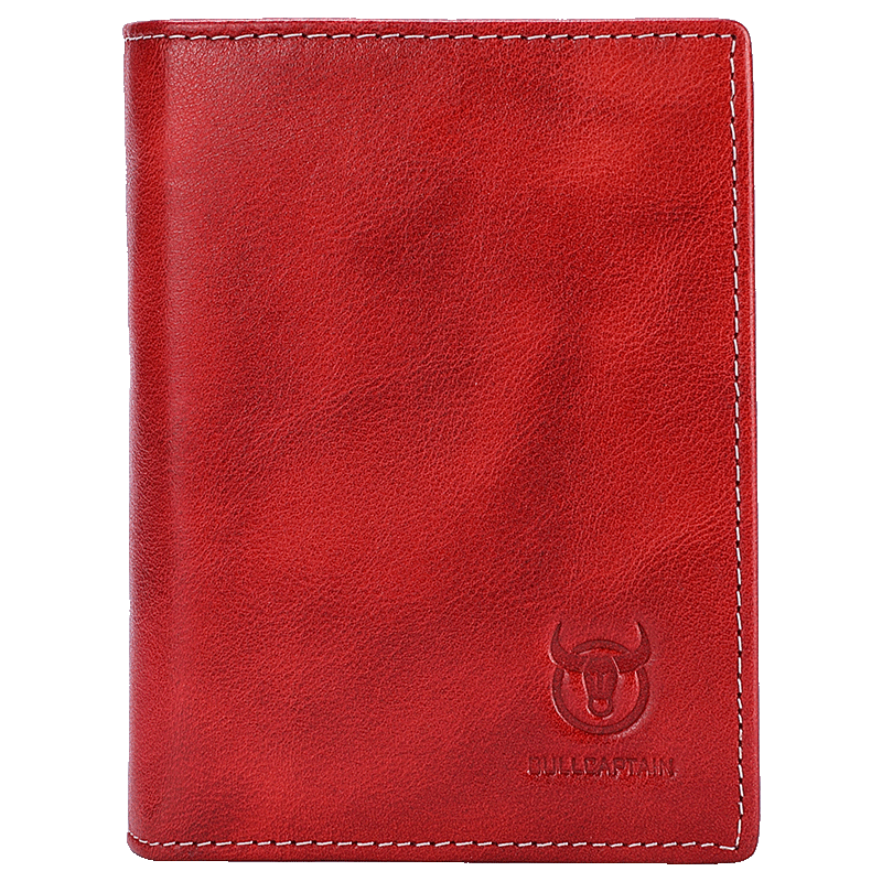 Mens Genuine Leather Bifold Wallet RFID Blocking Credit Card Holder Coffee Red